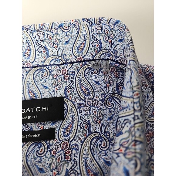 Bugatchi Shaped Fit Long Sleeve Button Down Shirt Comfort Stretch XXL Paisley - Picture 15 of 16